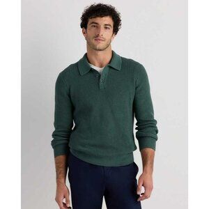 Quince Organic Cotton Long Sleeve Pique Polo Sweater
